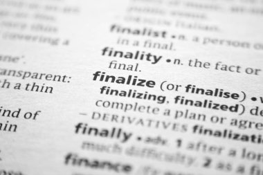 Sözlükte Sonlandırma sözcük veya tümcecik.