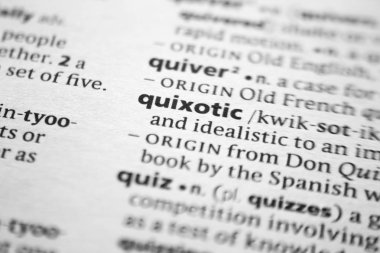 Sözlükte Kelime veya kelime Quixotic.