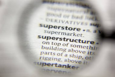 Sözlükteki sözcük veya tümcecik Üstyapı.