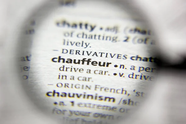 The word or phrase Chauffeur in a dictionary.