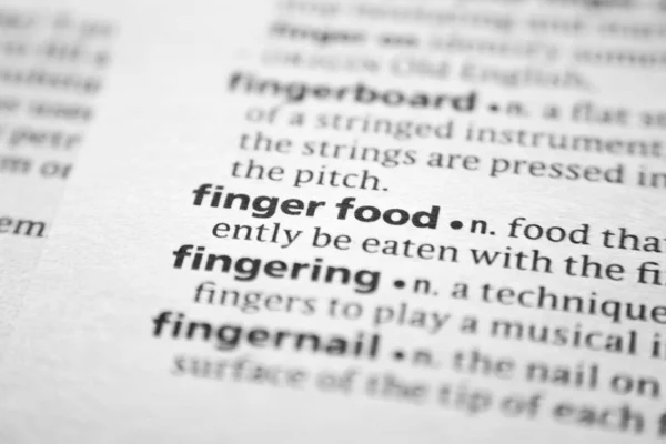 Wort oder Phrase Fingerfood im Wörterbuch. — Stockfoto