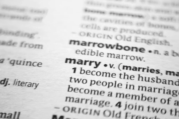 Word or phrase Marry in a dictionary. — Stock Photo, Image