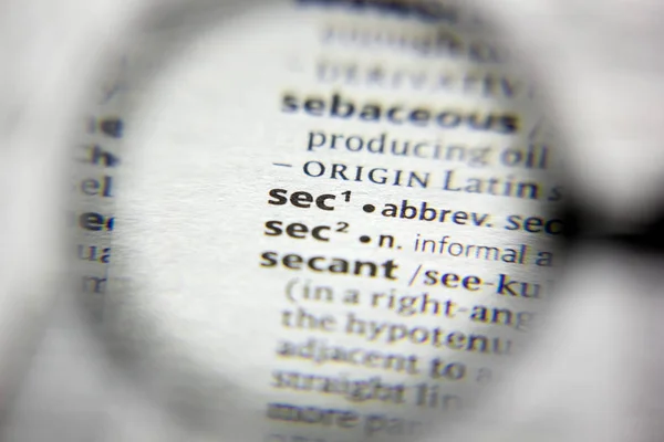 Η λέξη ή η φράση SEC σε ένα λεξικό. — Φωτογραφία Αρχείου