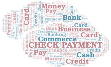 Ödeme sözcük bulutunu kontrol edin. Yalnızca metinle yapılan vektör.
