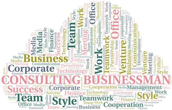 Consulting Businessman word cloud. Collage made with text only. — Stock Vector