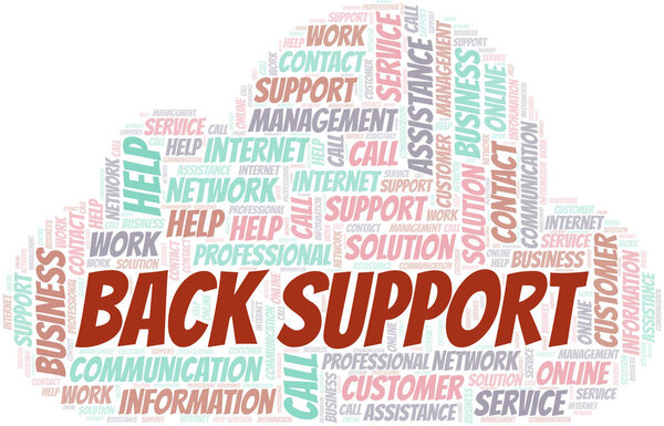 Back Support word cloud vector made with text only.
