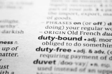 Sözlükte Görev le bağlı sözcük veya tümcecik.