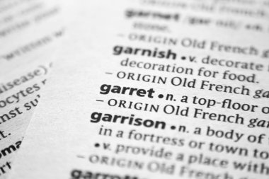 Sözlükte Garret sözcüğü veya tümceciği.