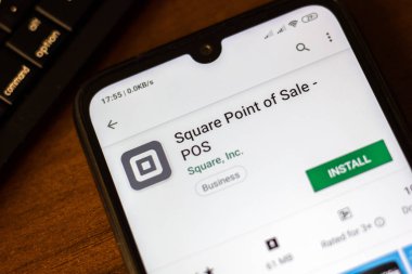 İvanovsk, Rusya-26 Haziran 2019: kare satış noktası-akıllı telefonun ekranında POS uygulaması.