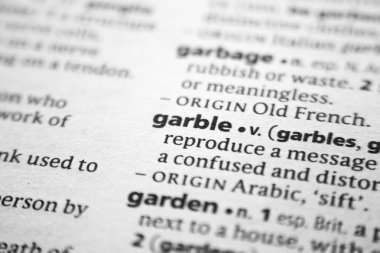 Sözlükte Garble sözcüğü veya tümceciği.
