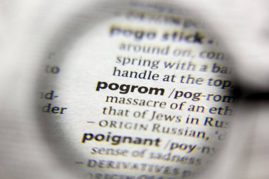 Sözlükteki pogrom sözcüğü veya tümceciği.