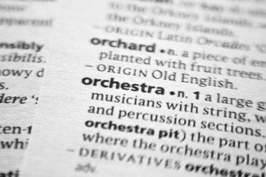 Sözlükte Sözcük veya tümcecik Orkestra.