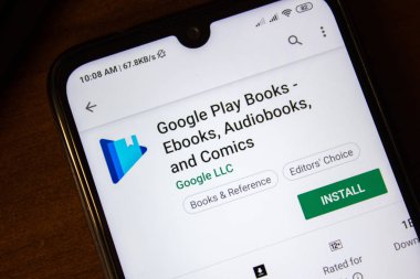 İvanovsk, Rusya-07 Temmuz 2019: Google Play Books uygulaması akıllı telefon veya tablet ekranında.