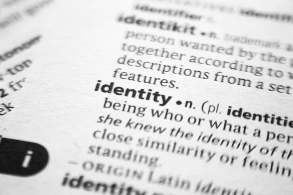 Word or phrase Identity in a dictionary. — Stock Photo, Image