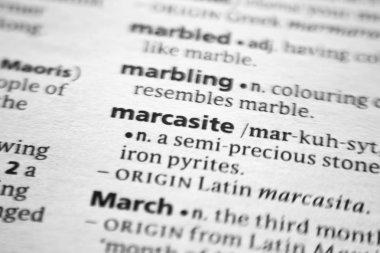 Sözlükte Marcasite sözcüğü veya tümceciği.