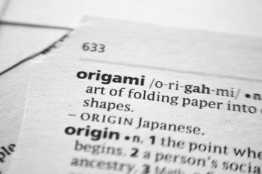 Sözlükte Origami sözcüğü veya tümceciği.