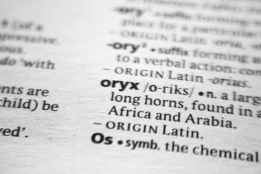 Sözlükte kelime veya kelime Oryx.