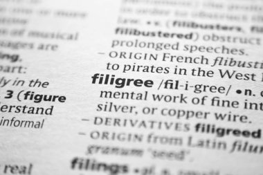 Sözlükteki sözcük veya tümcecik Filigree.