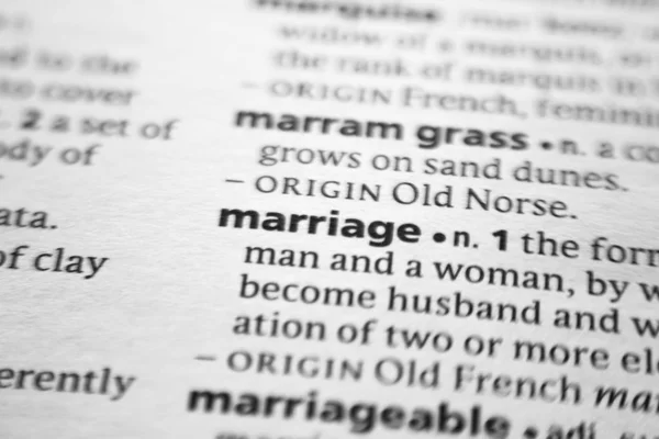 Word or phrase Marriage in a dictionary. — Stock Photo, Image