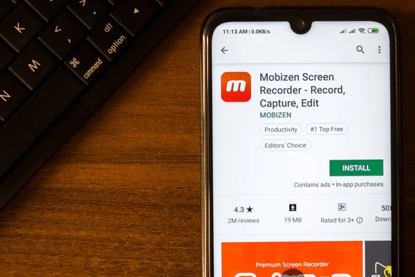 Ivanovsk, Russie - 26 juin 2019 : Application Mobizen Screen Recorder sur l'écran du smartphone . — Photo