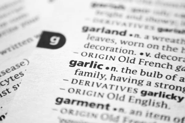 Word or phrase Garlic in a dictionary. — Stock Photo, Image