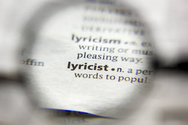 Слово или словосочетание Lyricist в словаре . — стоковое фото