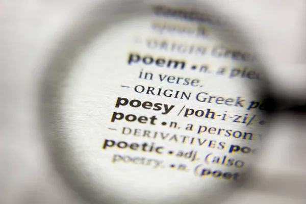 The word or phrase Poesy in a dictionary. Stock Picture