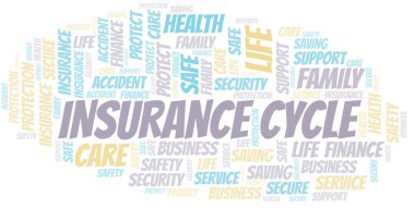 Sadece metin ile yapılan sigorta döngüsü kelime bulut vektörü.