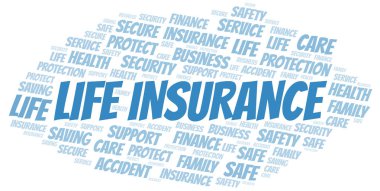 Hayat Sigortası kelime bulut vektör sadece metin ile yapılan.