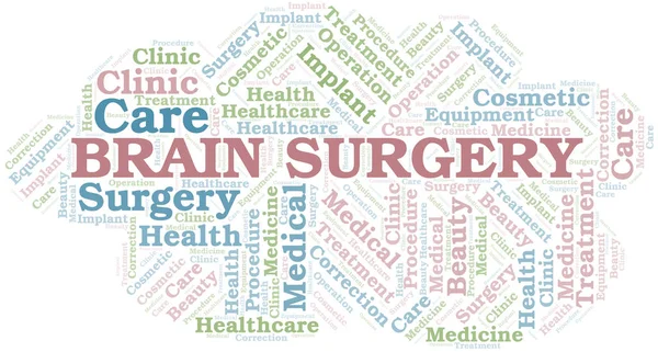 Cirurgia cerebral vetor de nuvem de palavras feito apenas com texto . —  Vetores de Stock