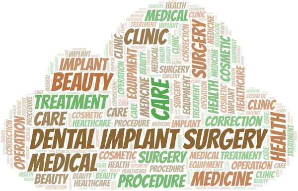 Chirurgie van tandheelkundige implantaten Word Cloud vector gemaakt met alleen tekst. — Stockvector