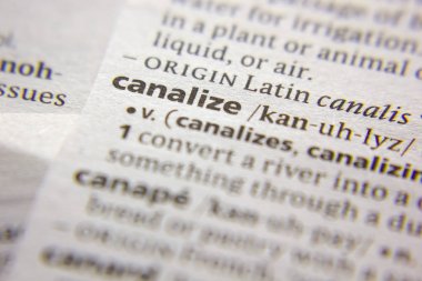 Sözlükte Sözcük veya tümcecik Canalize.