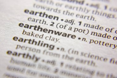 Sözlükteki sözcük veya tümcecik Earthenware.
