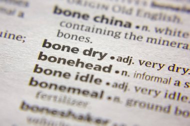 Sözlükte kuru olan sözcük veya tümcecik Kemik.