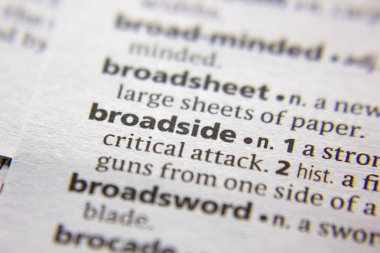 Sözlükte Word veya tümcecik Broadside.