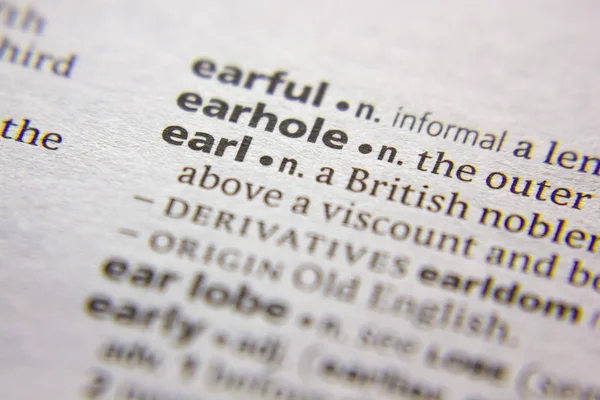 Sözlükte Sözcük veya ifade Earl.