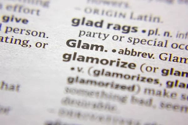 Palabra o frase Abreviatura de Glam en un diccionario . — Foto de Stock