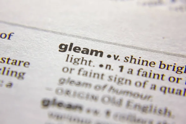 Palabra o frase Gleam en un diccionario . — Foto de Stock