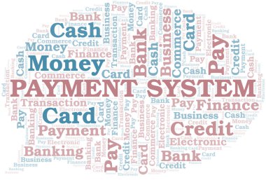 Ödeme Sistemi kelime bulut. Yalnızca metinle yapılan vektör.