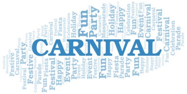 Carnival kelime bulut vektörü sadece metin ile yapılan.