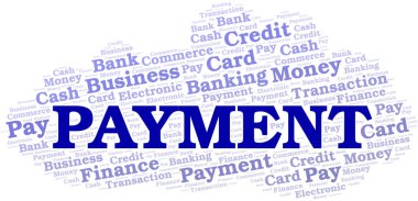 Ödeme kelime bulutu. Yalnızca metin ile yapılan vektör.