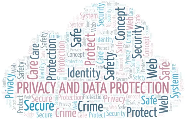 Gizlilik Ve Veri Koruma kelime bulutu. Yalnızca metinle yapılan Wordcloud.