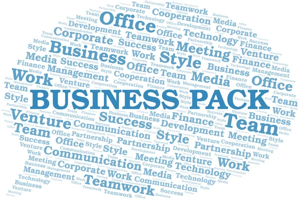 Business Pack word cloud. Collage made with text only. — Stock Vector