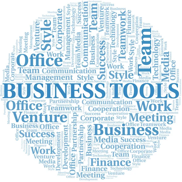 Business Tools kelime bulutu. Yalnızca metinle yapılan kolaj. — Stok Vektör