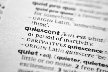 Sözlükte Quiescent sözcüğü veya tümceciği.