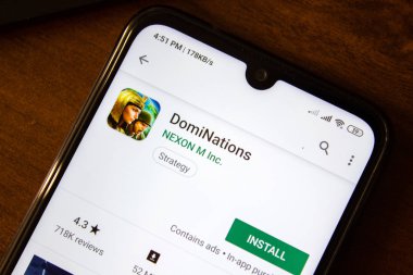 İvanovsk, Rusya-Temmuz 07, 2019: akıllı telefon veya tablet ekranında Dominations uygulaması.