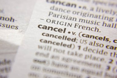 Sözlükte Sözcük veya tümcecik İptal.