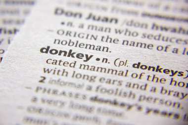 Sözlükte kelime veya ifade Eşek.