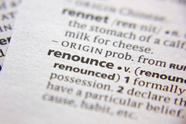 Sözlükte sözcük veya tümcecik feragat.