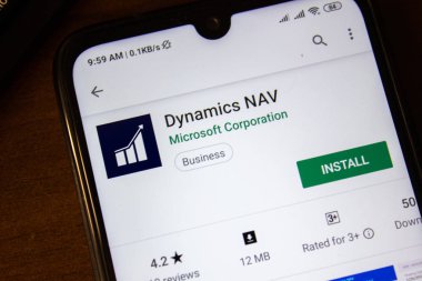İvanovsk, Rusya-07 Temmuz 2019: akıllı telefon veya tablet ekranında Dynamics NAV uygulaması.